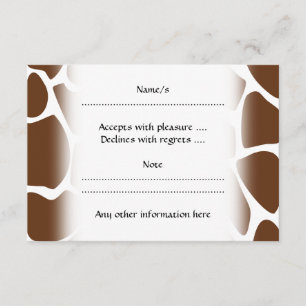Giraffe Print Muster in Dunkelbraun. RSVP Karte