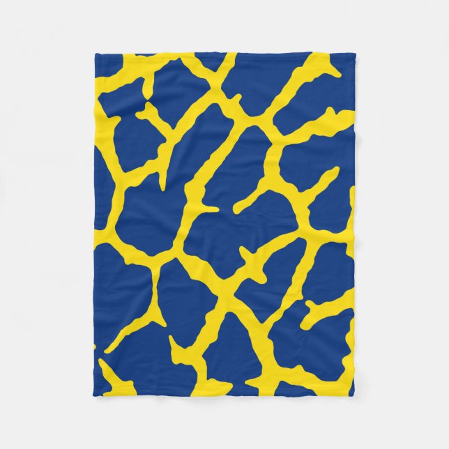 Giraffe Print Navy Yellow Fleecedecke (Vorderseite)