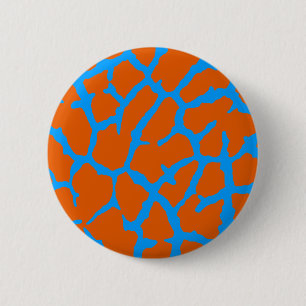 Giraffe Print Orange Cyan Button