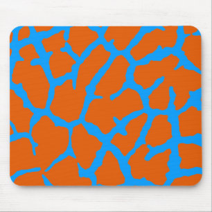Giraffe Print Orange Cyan Mousepad
