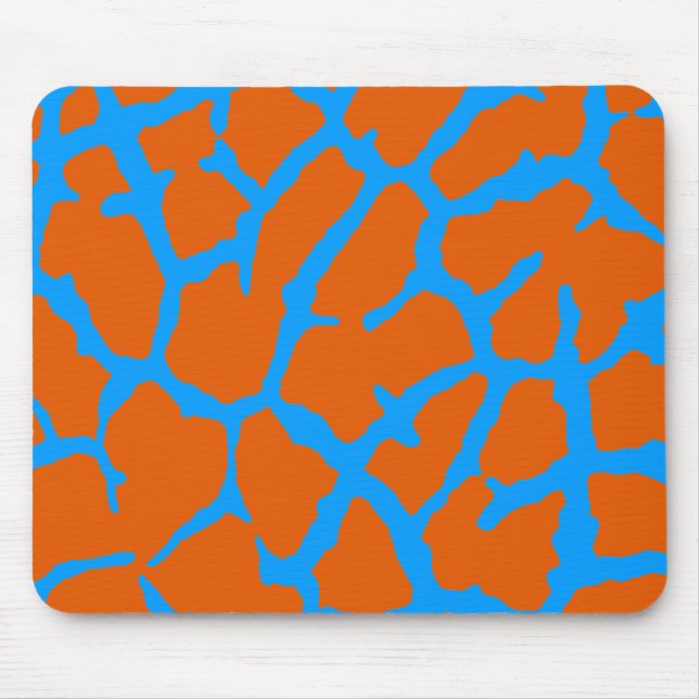 Giraffe Print Orange Cyan Mousepad (Vorne)