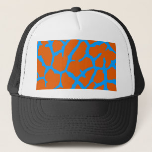 Giraffe Print Orange Cyan Truckerkappe