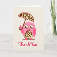 Giraffe Print Owl Baby Dusche Danke