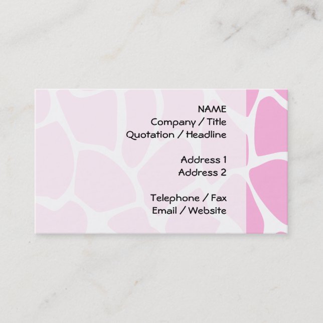 Giraffe Print Pattern in Candy Pink. Visitenkarte (Vorderseite)