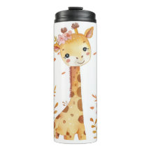 "Giraffe Print Plastic Thermos Bottle"