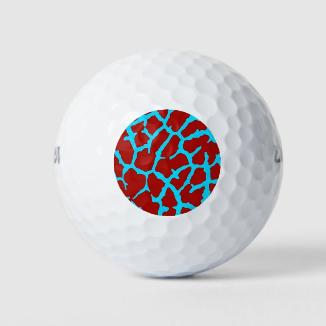 Giraffe Print Red Cyan Golfball (Vorderseite)