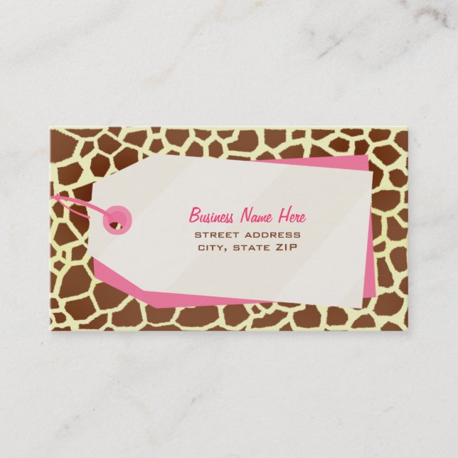 Giraffe Print & Shopping Tag Handelskarte (Vorderseite)