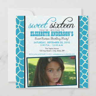 Giraffe Print Sweet 16 Party Einladung (Aqua)