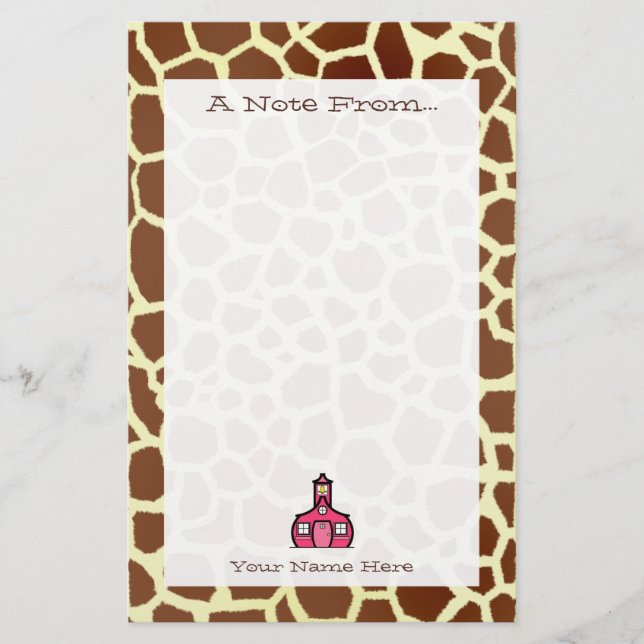 Giraffe Print Teacher Stationierung Briefpapier (Vorderseite)