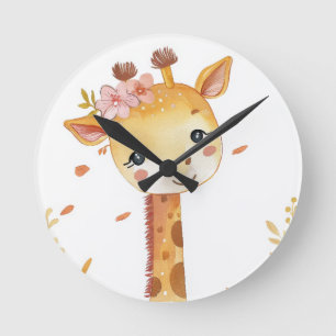 Giraffe Print Wooden Schreibtischuhr Runde Wanduhr