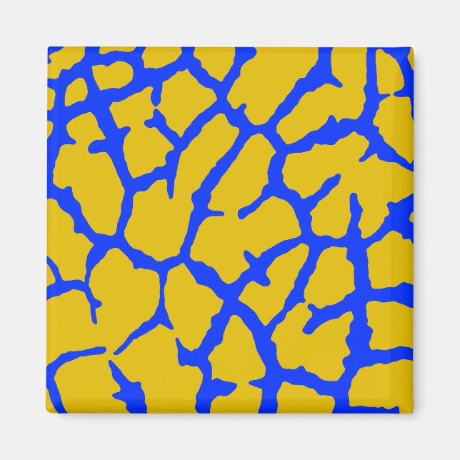 Giraffe Print Yellow Blue Magnet (Vorne)