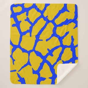 Giraffe Print Yellow Blue Sherpadecke