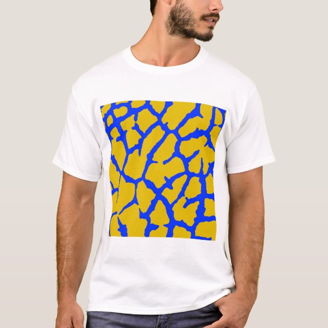Giraffe Print Yellow Blue T-Shirt (Vorderseite)