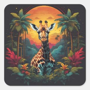 Giraffe quadratischer aufkleber
