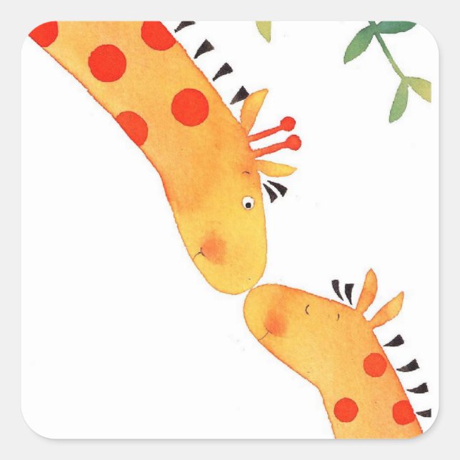 Giraffe Quadratischer Aufkleber (Vorderseite)