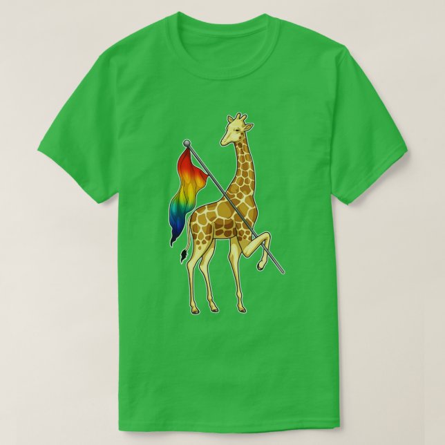 Giraffe-Regenbogenflagge T-Shirt (Design vorne)