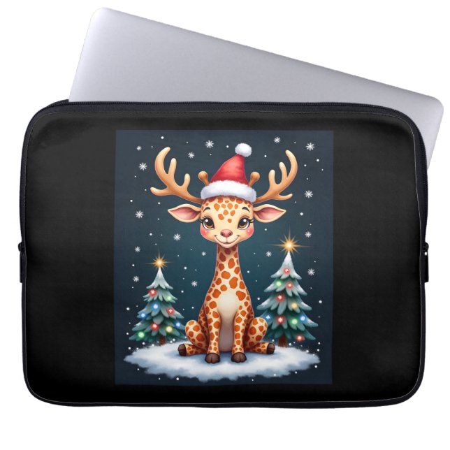 Giraffe Reindeer Hat Weihnachtsbaum Funny Xm Laptopschutzhülle (Vorderseite)