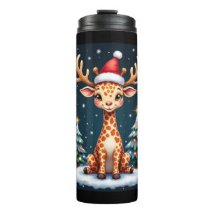 Giraffe Reindeer Hat Weihnachtsbaum Funny Xm Thermosbecher