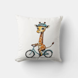 Giraffe Reiten mit dem Fahrrad - HandGezeichnet St Kissen