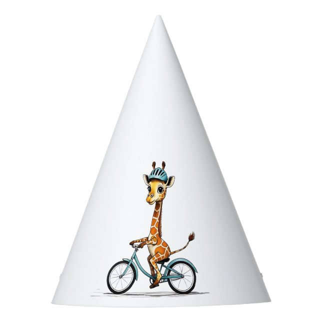 Giraffe Reiten mit dem Fahrrad - HandGezeichnet St Partyhütchen (Vorderseite)