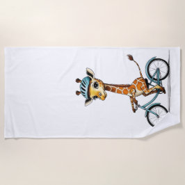 Giraffe Reiten mit dem Fahrrad - HandGezeichnet St Strandtuch