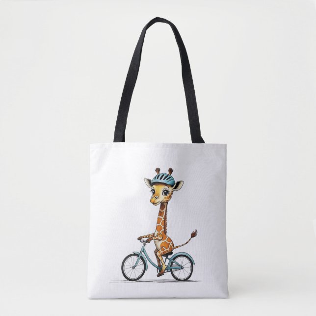 Giraffe Reiten mit dem Fahrrad - HandGezeichnet St Tasche (Vorderseite)