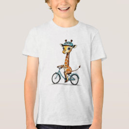Giraffe Reiten mit dem Fahrrad - HandGezeichnet St Tri-Blend Shirt