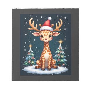 Giraffe Rentier Hut Santa Weihnachtsbaum Lustiges Notizblock