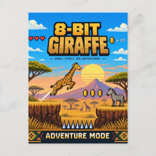Giraffe, Retro-8-Bit-Pixel-Art Postkarte