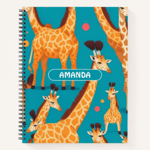 Giraffe Retro Personalisiertes Muster Notizbuch