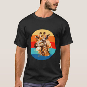 Giraffe Retro Vintag Sunset Wildlife Safari Afric T-Shirt
