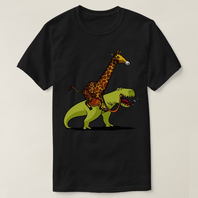 Giraffe Riding TRex Dinosaur T-Shirt (Design vorne)