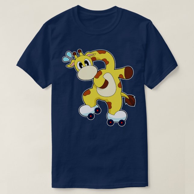 Giraffe Roller Skate Inline Skaten T-Shirt (Design vorne)