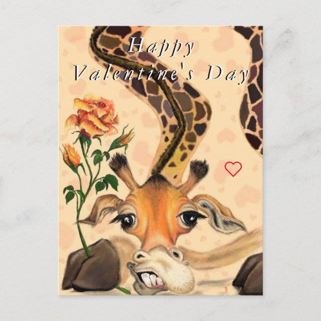 Giraffe romantique Drôle carte Saint Valentin (Devant)