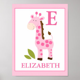 GIRAFFE ROSE MIGNONNE IMPRESSION DE NOM PERSONNALI