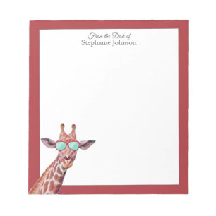 Giraffe Rotes Monogramm aus dem Schreibtisch der V Notizblock