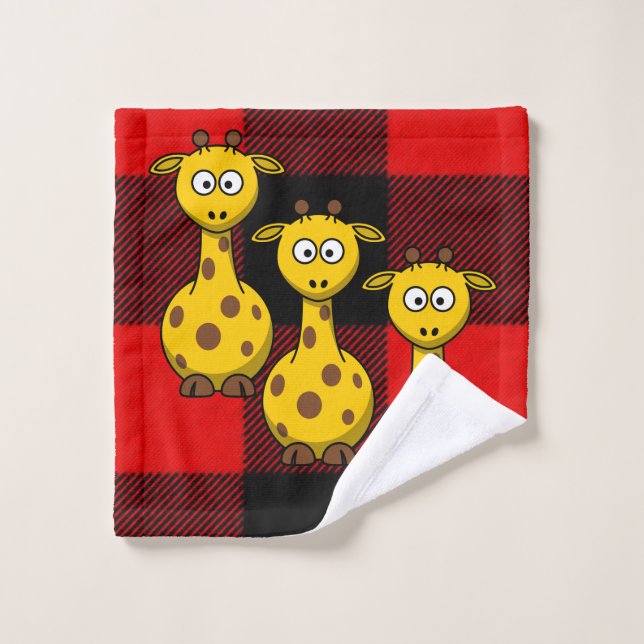 Giraffe Rouge Noir Plaqué Serviettes de toilette (Gant de toilette)