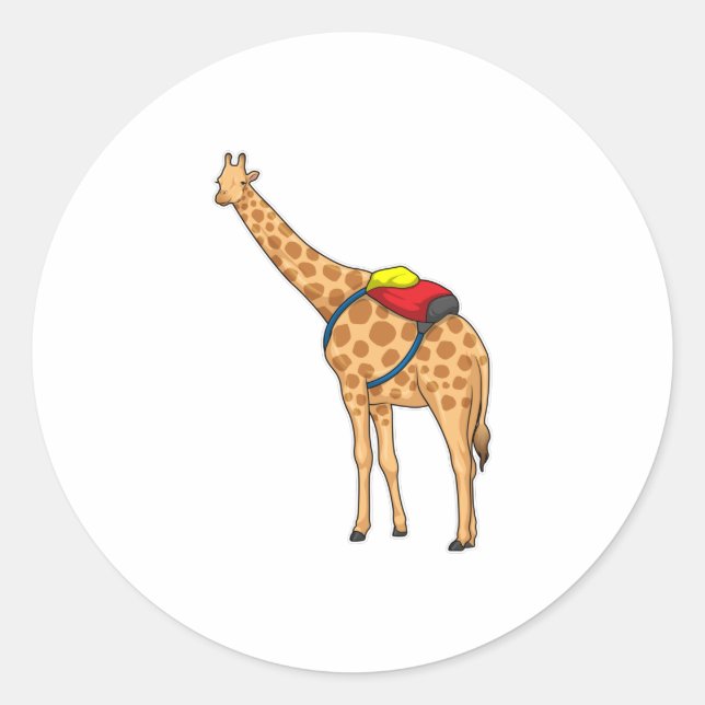 Giraffe Rucksack Runder Aufkleber (Vorderseite)