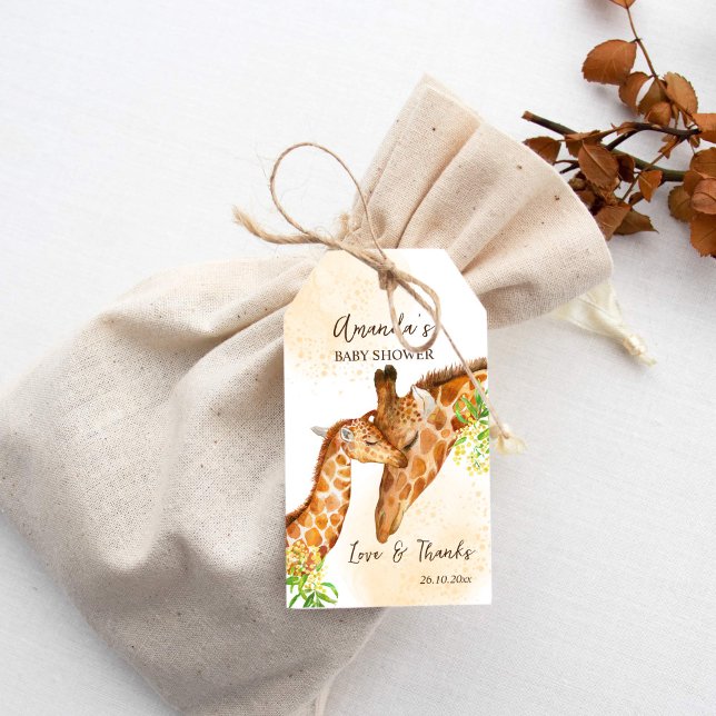 Giraffe Safari Babydusche Danke dafür Geschenkanhänger (Giraffe safari baby shower thank you favor printed customized gift tags baby shower favors)