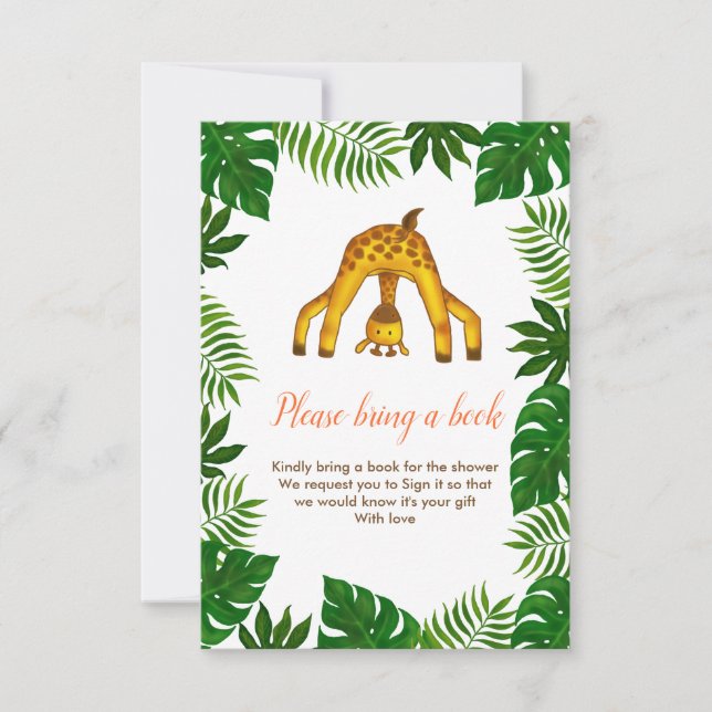 Giraffe Safari Jungle Babydusche buchen Einladung (Vorderseite)