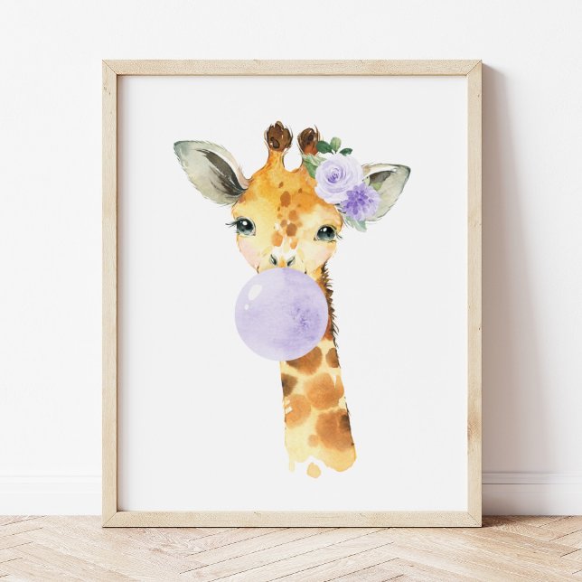 Giraffe, Safari, Lila Bläschen, Gender Neutral Poster (Von Creator hochgeladen)
