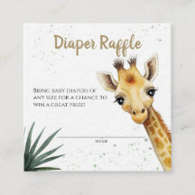 Giraffe Safari Sage Green Diaper Raffle Ticket