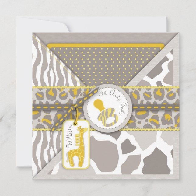 Giraffe Safari Schnuller Paare Babydusche Einladung (Vorderseite)