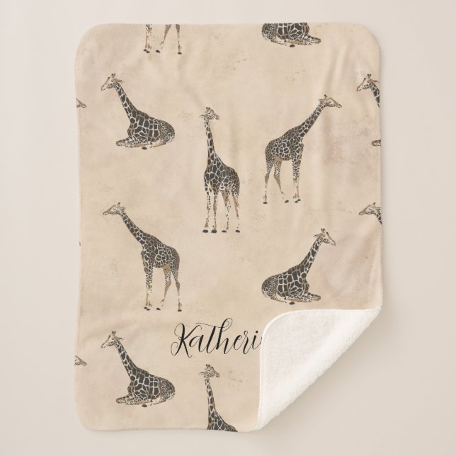 Giraffe Safari Tier botanisch Sherpadecke (Vorderseite)