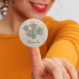 Giraffe Safari Tier Botanischer Geburtstag Runder Aufkleber