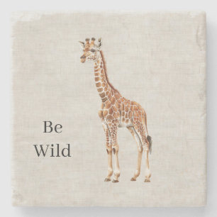 Giraffe-Safari-Tier-Faux-Linen Steinuntersetzer