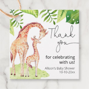 Giraffe Safari tropische grüne Blätter Babydusche Geschenkanhänger