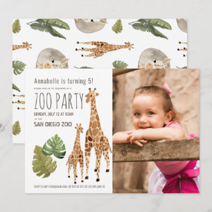 Giraffe Safari Zoo Party Kinder Foto Geburtstag Einladung