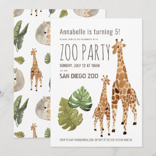 Giraffe Safari Zoo Party Kindergeburtstag Einladung