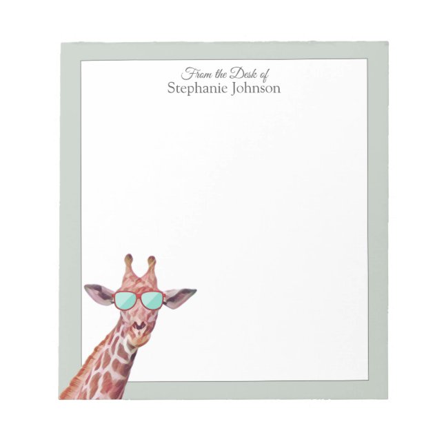 Giraffe-Sage-Monogramm aus dem Schreibtisch der Vo Notizblock (Vorderseite)